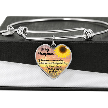 AZTeam Motivational to My Daughter, If There Comes A Day Edition', Luxury Heart Bangle Bracelet, Gift for Daughters, Gift from Mom, Sunflower Heart Bracelet On Xmas, Anniversary